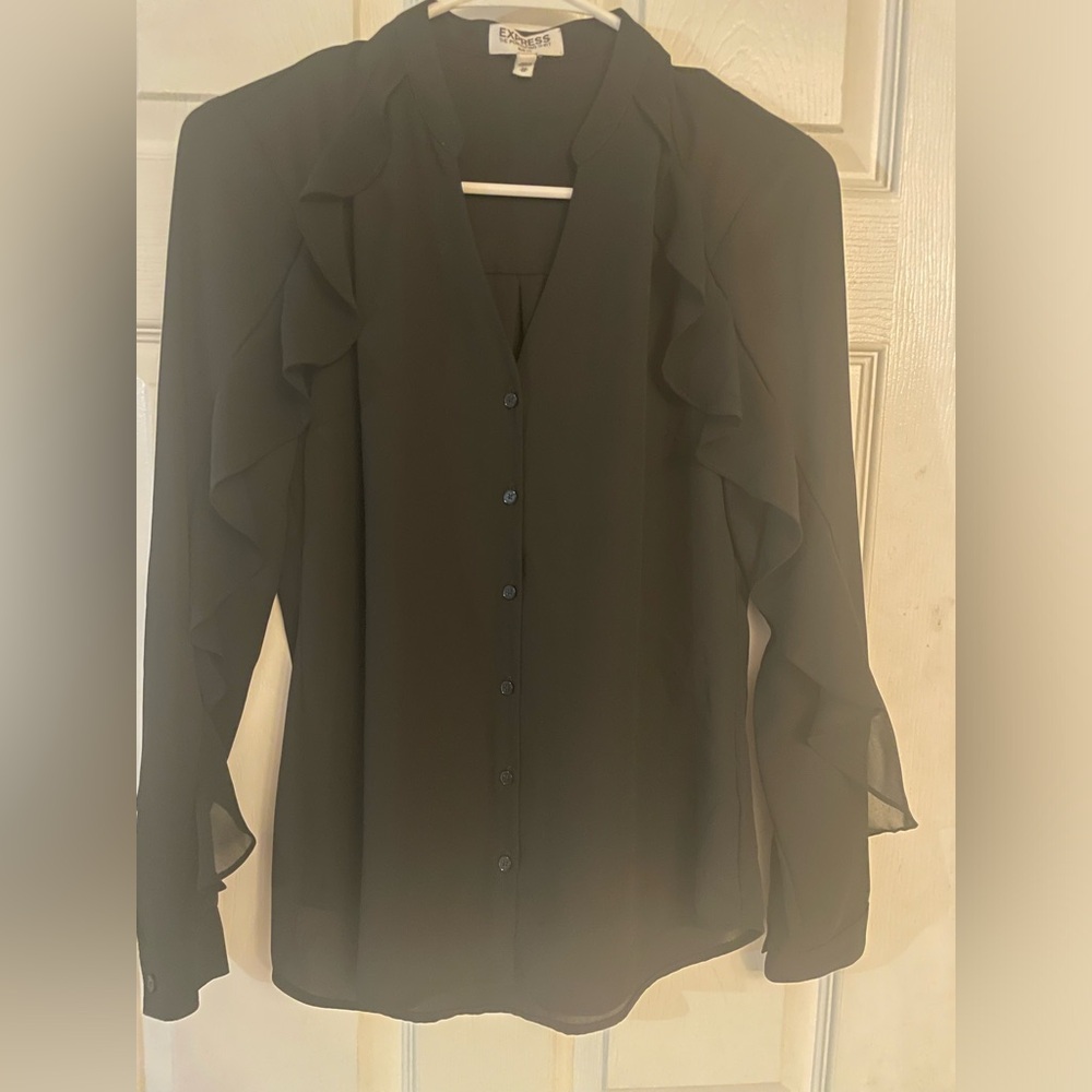 Ladies LS button dress shirt, XS, express